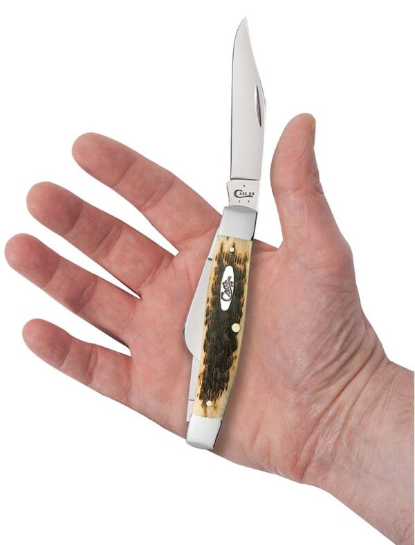 Peach Seed Jig Amber Bone CS Large Stockman - Image 4