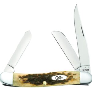 Peach Seed Jig Amber Bone CS Medium Stockman with Spey blade