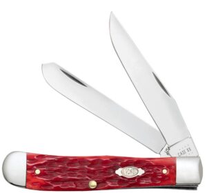 Peach Seed Jig Dark Red Bone CS Trapper with Pocket Clip