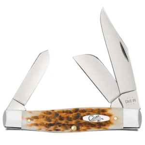 Peach Seed Jigged Amber Bone Large Stockman