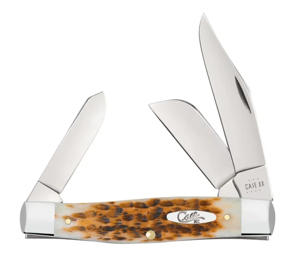 Peach Seed Jigged Amber Bone Large Stockman