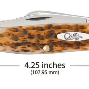 Peach Seed Jigged Amber Bone Large Stockman