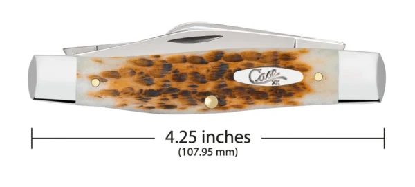 Peach Seed Jigged Amber Bone Large Stockman - Image 2