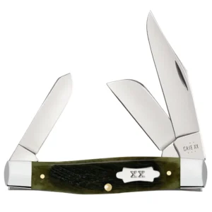 Sawcut Jigged Olive Green Bone Large Stockman