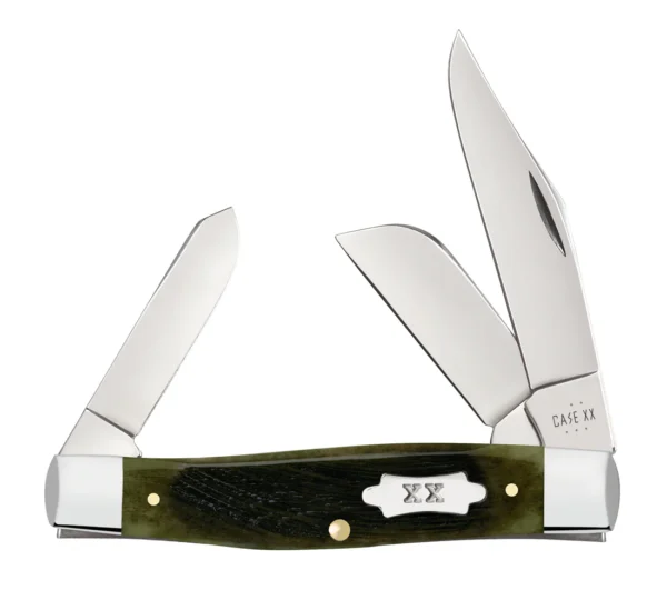Sawcut Jigged Olive Green Bone Large Stockman