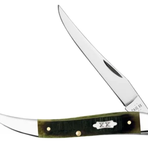 Sawcut Jigged Olive Green Bone Medium Texas Toothpick