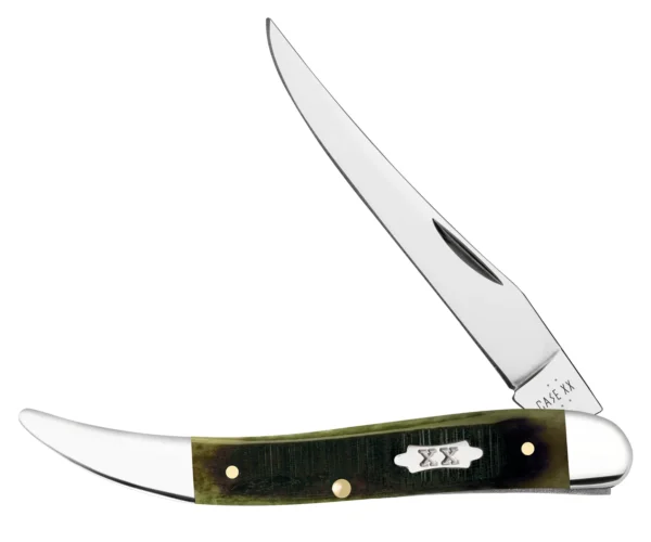 Sawcut Jigged Olive Green Bone Medium Texas Toothpick
